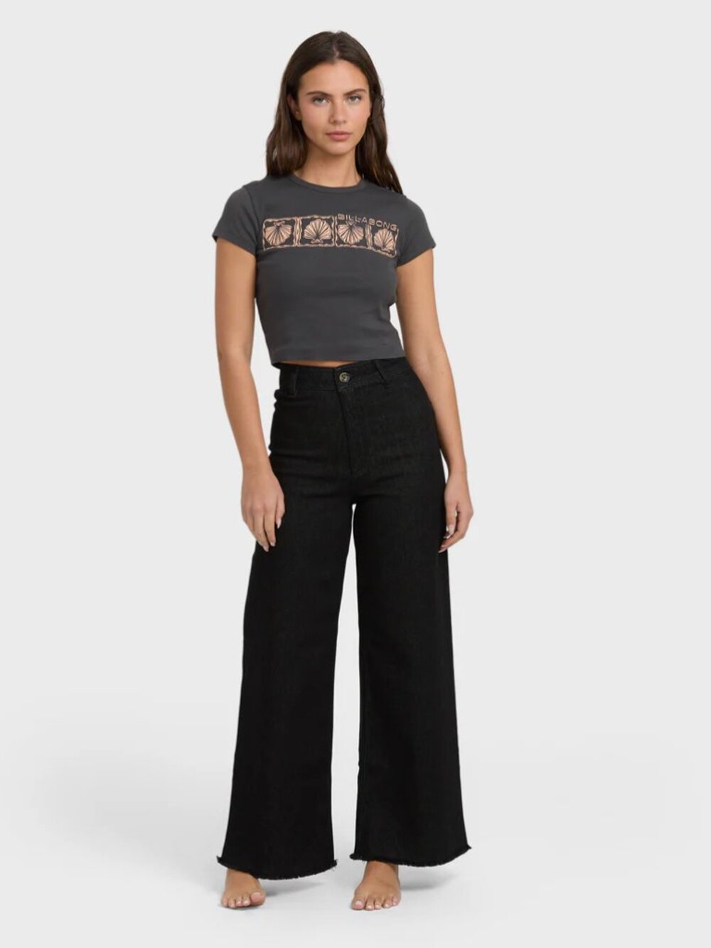 NWT Billabong 25 Free Fall High-Waist Pants in Black Rinse